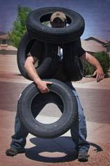 tire man stops by for a visit.