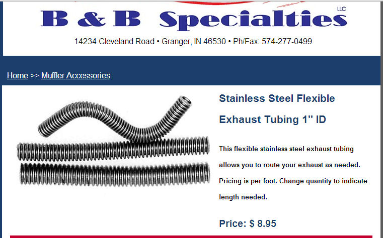B & B Specialties, LLC - Stainless Steel Flexible Exhaust Tubing 3