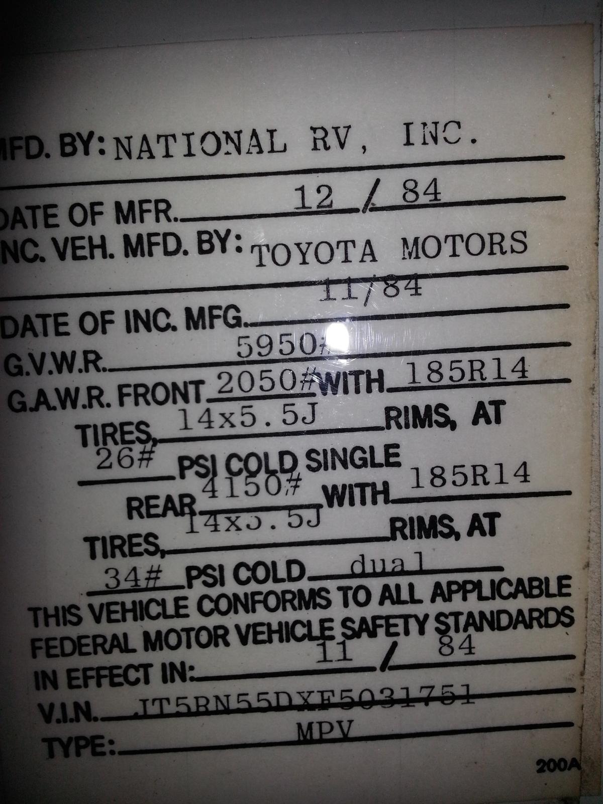 How much does your rig weigh? General Discussion Toyota Motorhome